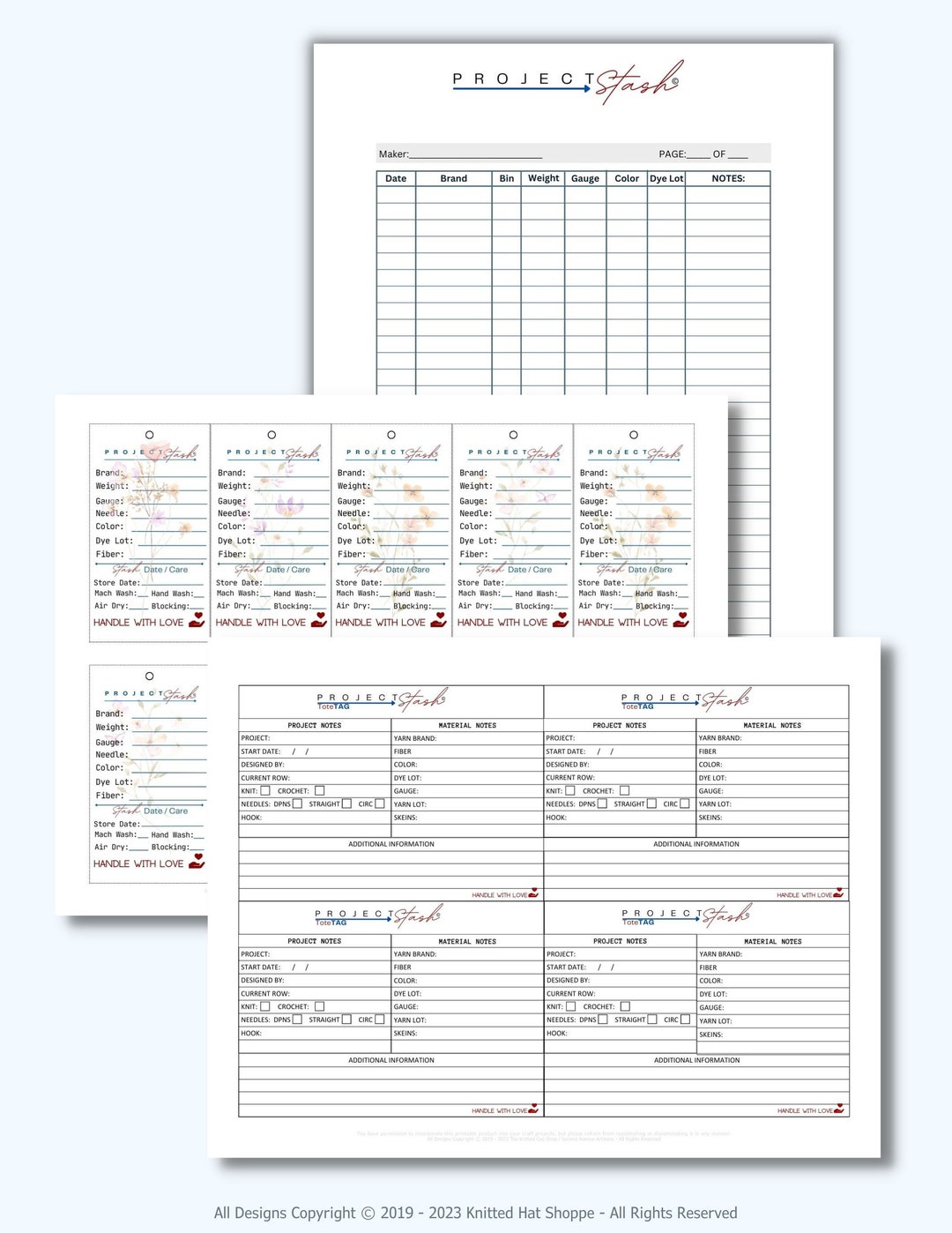 Projectstash© Yarn Inventory Knitting Yarn Tracking Instant Download