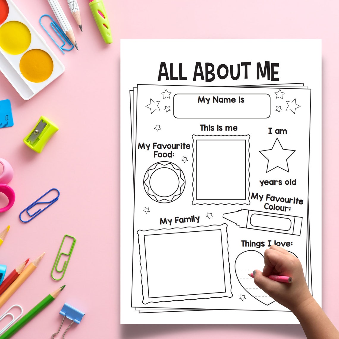 All About Me Kids Printable Sheet, Kids Activity Sheet, Memory Box, Keepsake - Etsy