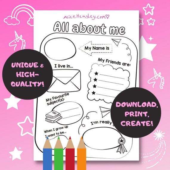 All About Me Kids Printable Sheet Kids Activity Sheet Memory - Etsy