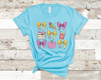 Coquette Teacher T-shirt - Back to school Gift, Coquette, books, and pencil