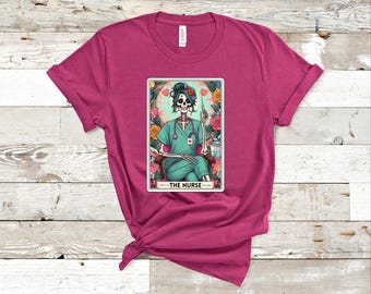 Skull Nurse Tarot Card T-Shirt, Halloween Costume