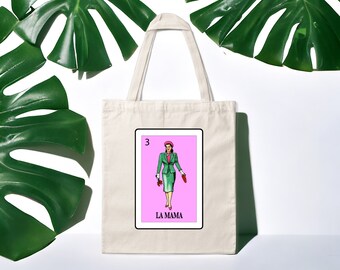 Loteria La Mama Tote Bag: Vibrant Mexican Card Art (13 x 14)