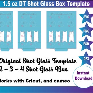 DT Shot glass Box SVG 1.5 oz shot glass box template - cut file shot glass DT shot glass, box