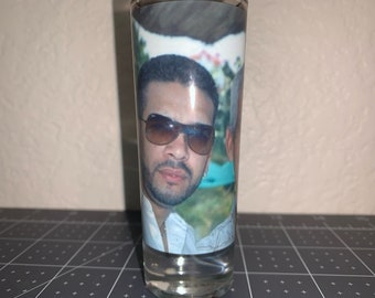 Personalized Tequila Shot Glass, Custom Photo, Gold Rim Shooter