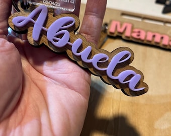 Mom, grandma, custom personalized wood and acrylic keychain with name charms