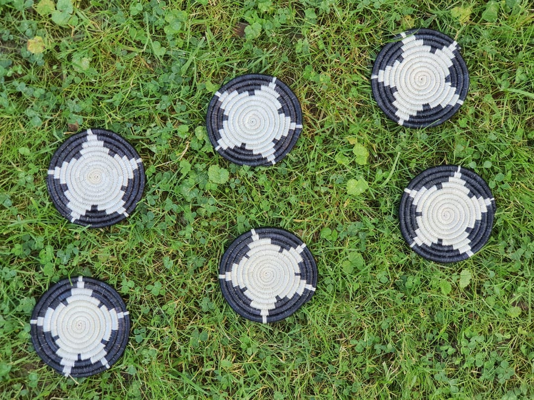 African Coasters/ Rwandan Coaster/ Set of 6/coasters/ Handwoven ...