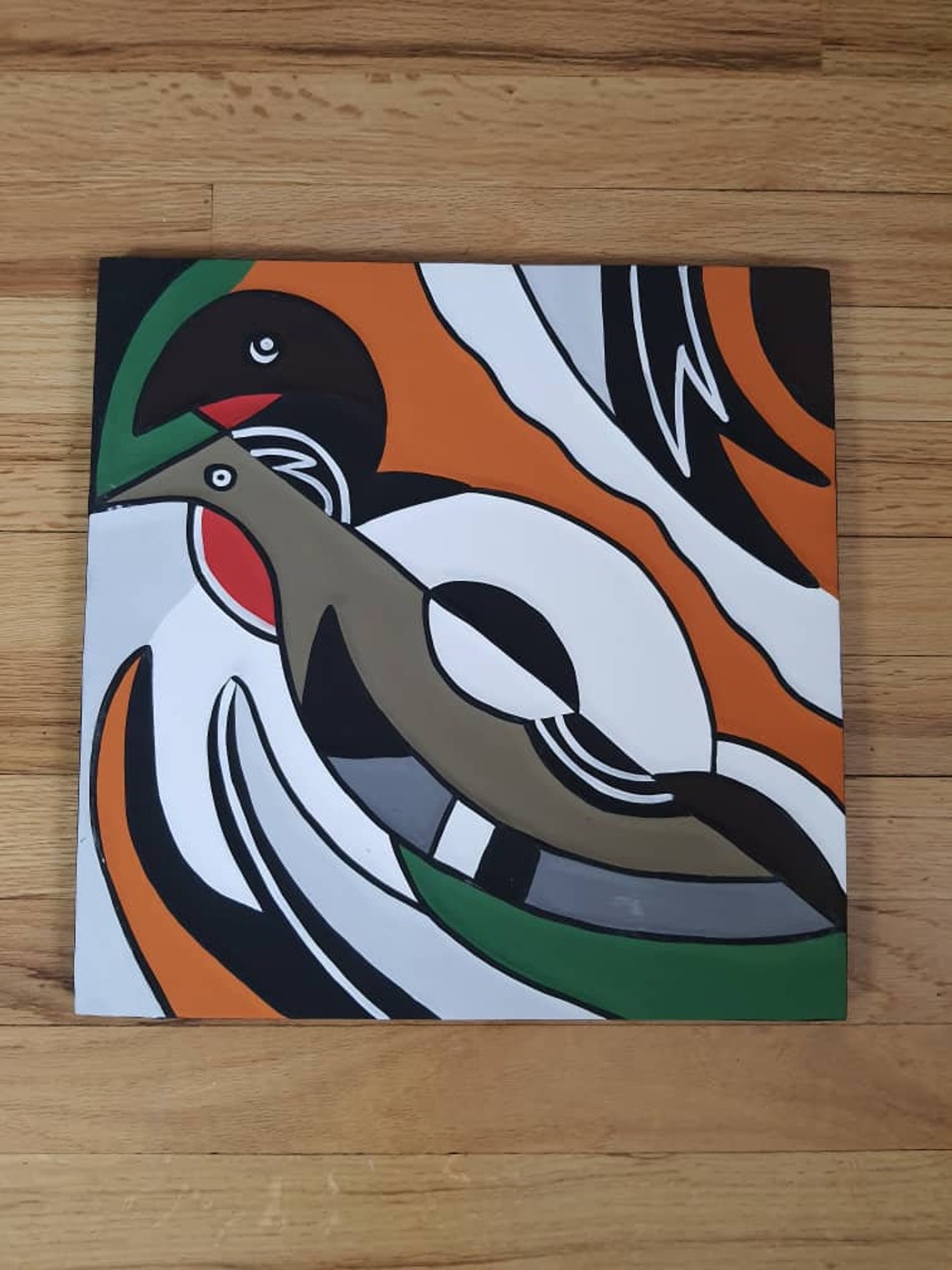 Imingongo Rwanda Pattern LOVE DOVE BIRD Multicolor Imigongo Rwanda Painting/ African Handcraft ...