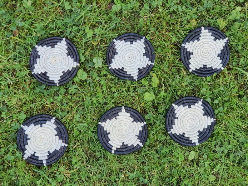African Coasters/ Rwandan Coaster/ Set of 6/coasters/ Handwoven ...