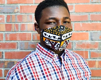 African Print Face mask/ Handmade/ Face Mask/ Reversible Ankara Face Mask/ Muzzle Style Face mask