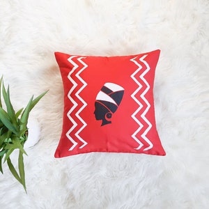 Red Wine, White & Black African Decorative Cushion Covers/ Modern Collection/ Gift For Mom/ Decorative Throw Pillow Case/ Housewarming Gift