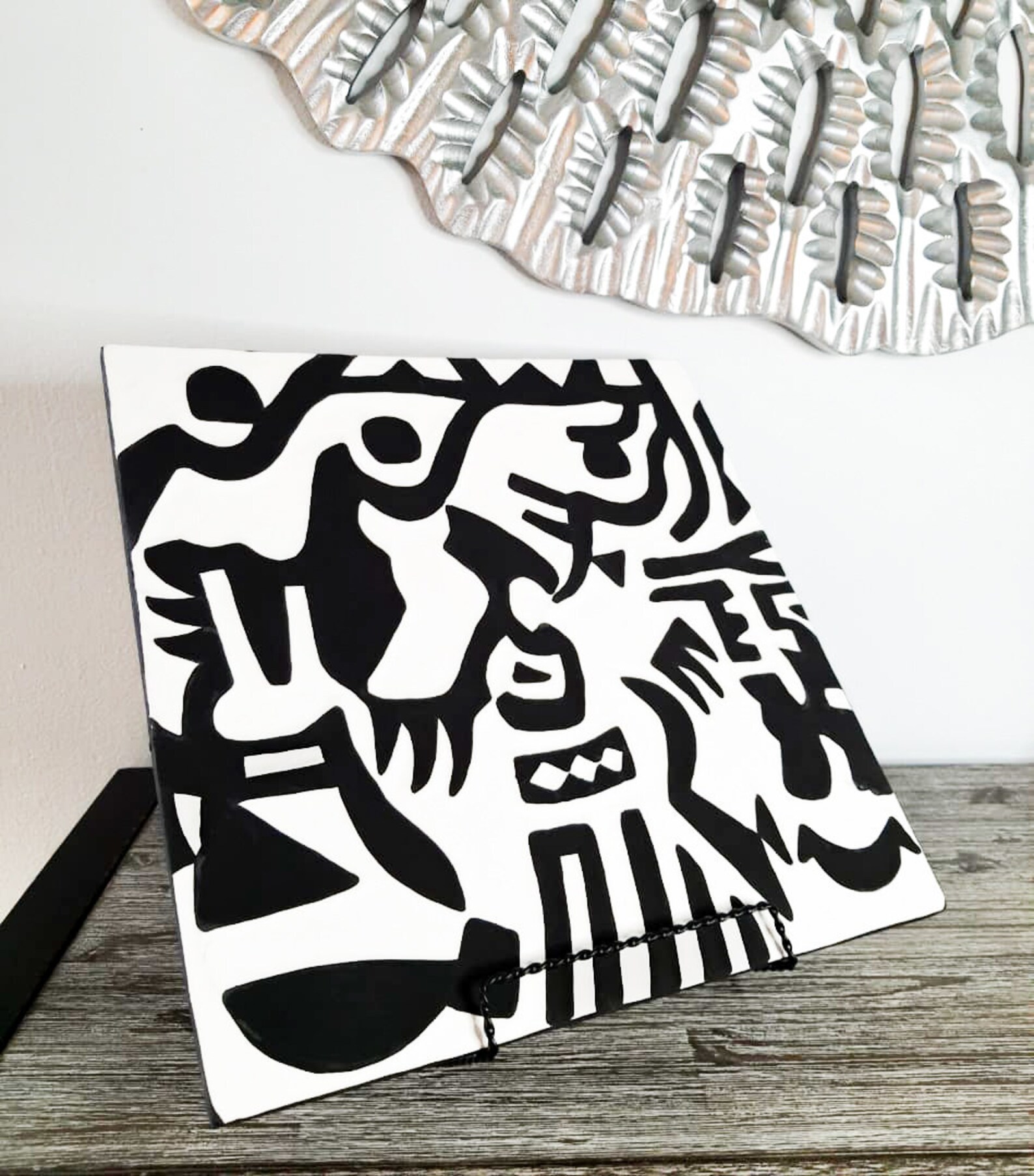 Black & White Imigongo Rwanda Painting/ African Handcraft Wall Decor ...