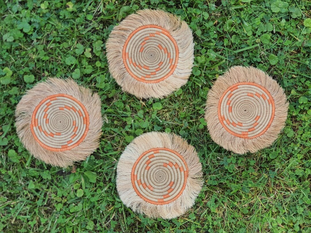 African Coasters/ Rwandan Coaster/ Set of 4/coasters/ Handwoven ...