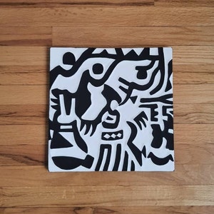Black & White Imigongo Rwanda Painting/ African Handcraft Wall Decor/ Traditional African Art Work/ Unique African Pattern