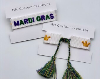 MARDI GRAS embroidered tassel bracelet