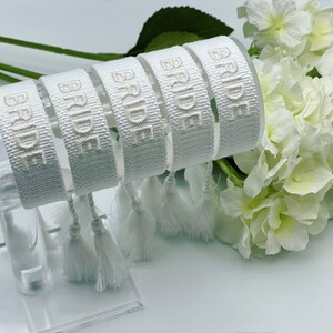 Bride woven embroidered tassel bracelet image 1