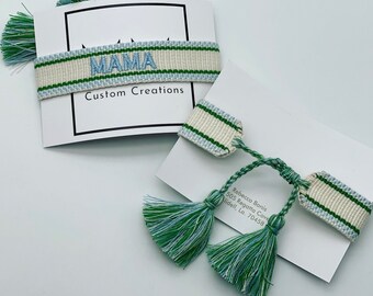 Boy Mama woven embroidered tassel bracelet