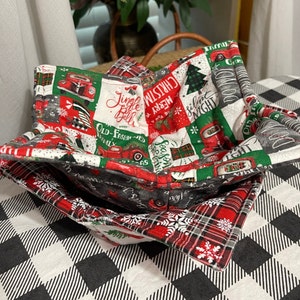 Set of 2 Reversible Quilted Bowl Cozies *Microwave safe*
