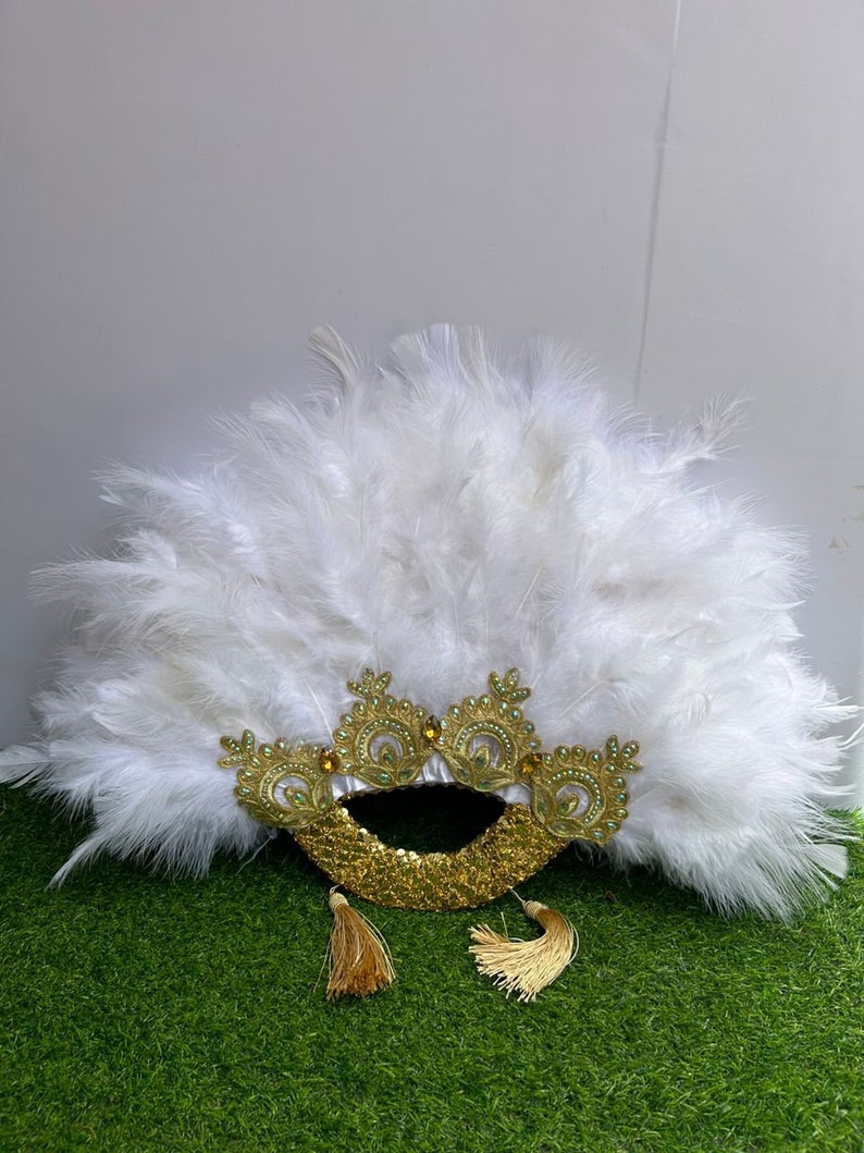 Beautiful White Feathered Bride Hand Fan, African Traditional Wedding