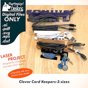 Clever Cord Keeper Wraps 3サイズ レーザーファイル Glowforge用に設計
