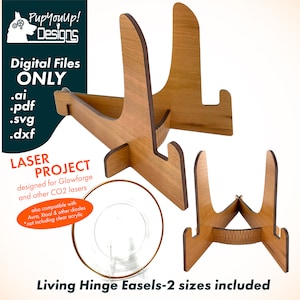 Display Easels with Living Hinge in 2 sizes Laser File Designed for Glowforge