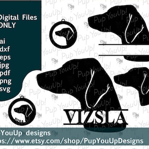 Vizsla Silhouette Name Weihnachtsschmuck .svg .png .pdf .jpg .dxf .eps für Cricut Silhouette Glowforge