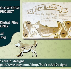 Husky Punch Out ornement carte de Noël-SVG FICHIER NUMÉRIQUE conçu pour Glowforge