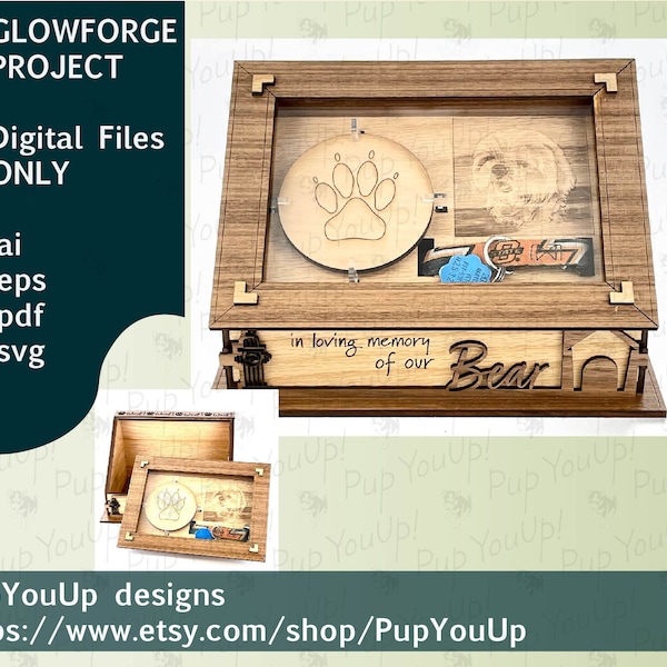 Dog or Cat Memorial Shadow Box Frame and Storage Stand - DIGITAL FILE Made for Glowforge