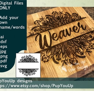 Split Name Floral Mandala SVG cut file for Cricut, Glowforge; Family Name Monogram Botanical Leaf