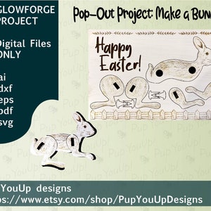 Scheda di assemblaggio e perforazione del coniglio pasquale - FILE DIGITALE SVG realizzato per Glowforge