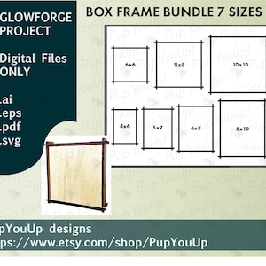 Paquete de marcos de caja 3D en 9 tamaños para grabados láser. Montaje rápido y sencillo. ARCHIVOS DIGITALES. Fabricados para Glowforge.