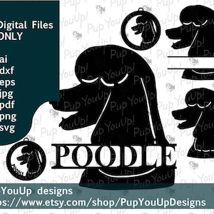 Poodle Silhouette split name Christmas ornament File .svg .png .pdf .jpg .dxf .eps for Cricut Silhouette Glowforge