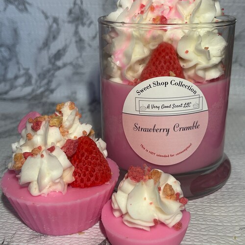 Strawberry Shortcake Candle Whipped Dessert Candle Cute Etsy