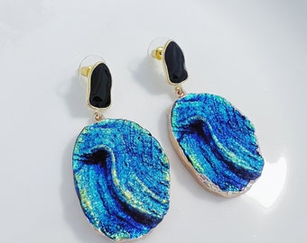 Klein Blue Vintage Artsy Handmade Earrings