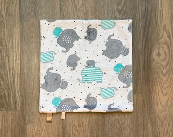 ELEPHANTS & POLKA DOTS Baby Lovey / 16”x16” Baby Boy Lovey / Baby Security Blanket / Baby Boy Gift / Newborn Gift / Baby Shower Gift