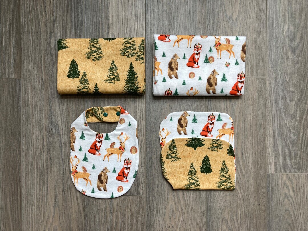 CHRISTMAS WOODLAND Baby Swaddle Set / Flannel Baby Swaddle Etsy