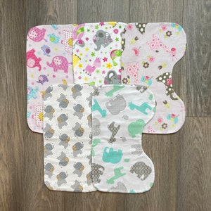 ELEPHANT Burp Cloth / Baby Boy or Girl Burp Cloth /Flannel Burp Cloth / Contoured Burp Cloth / Baby Shower Gift /Newborn Gift image 1