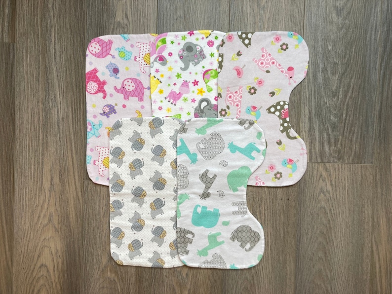 ELEPHANT Burp Cloth / Baby Boy or Girl Burp Cloth /Flannel Burp Cloth / Contoured Burp Cloth / Baby Shower Gift /Newborn Gift image 1
