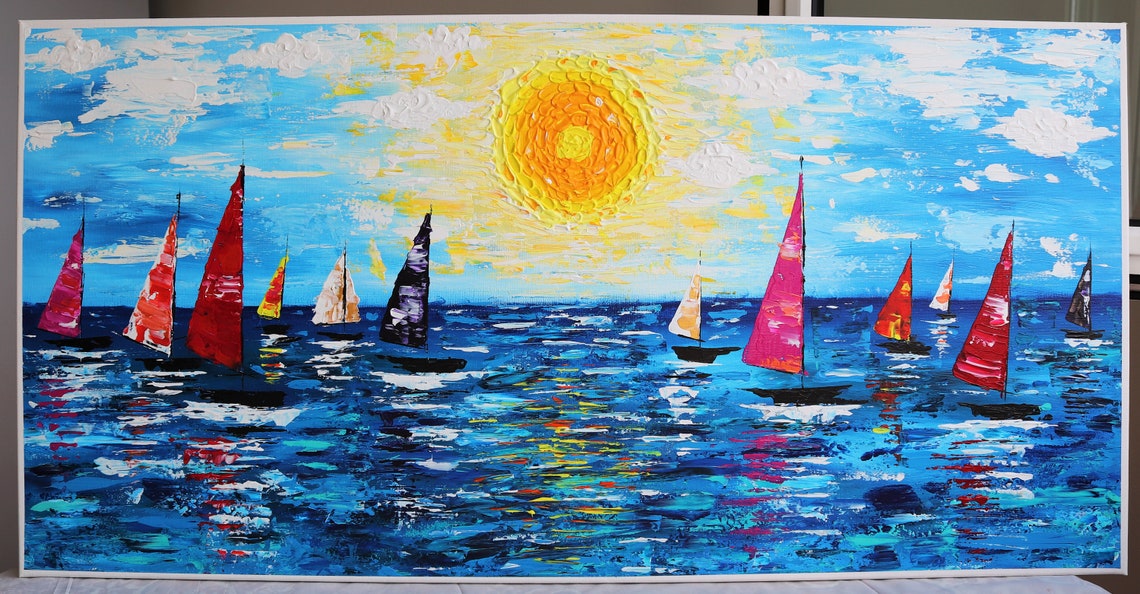 abstract acrylic paintings of sailboats