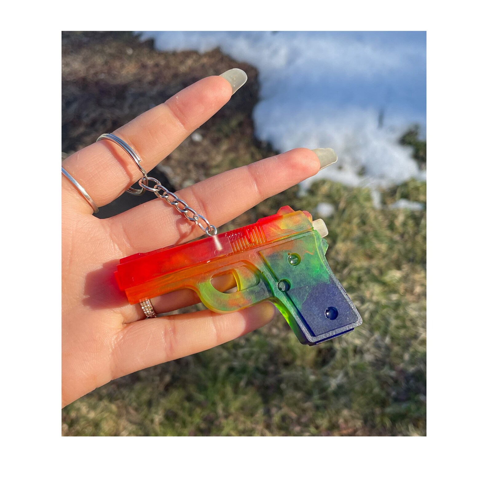 Resin gun keychainResin gun keychainresin keychain Etsy