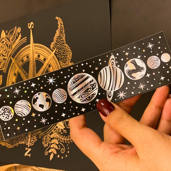 Solar System Bookmark | Space Foil Bookmark | Solar System Foil | Holographic Bookmark | Foil Bookmark