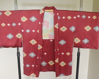 Vintage red Haori with diamonds design