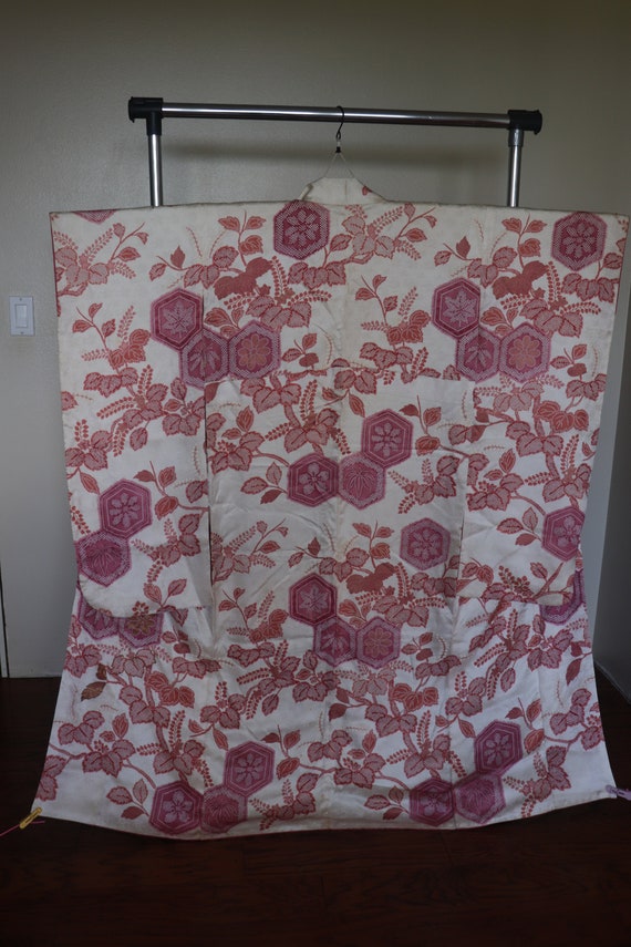 Vintage shibori designed Furisode kimono