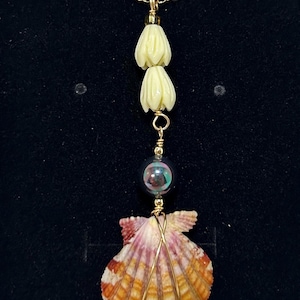Sunrise Shell Necklace: 14k Gold Filled Chain, Pikake & Pearl Pendant