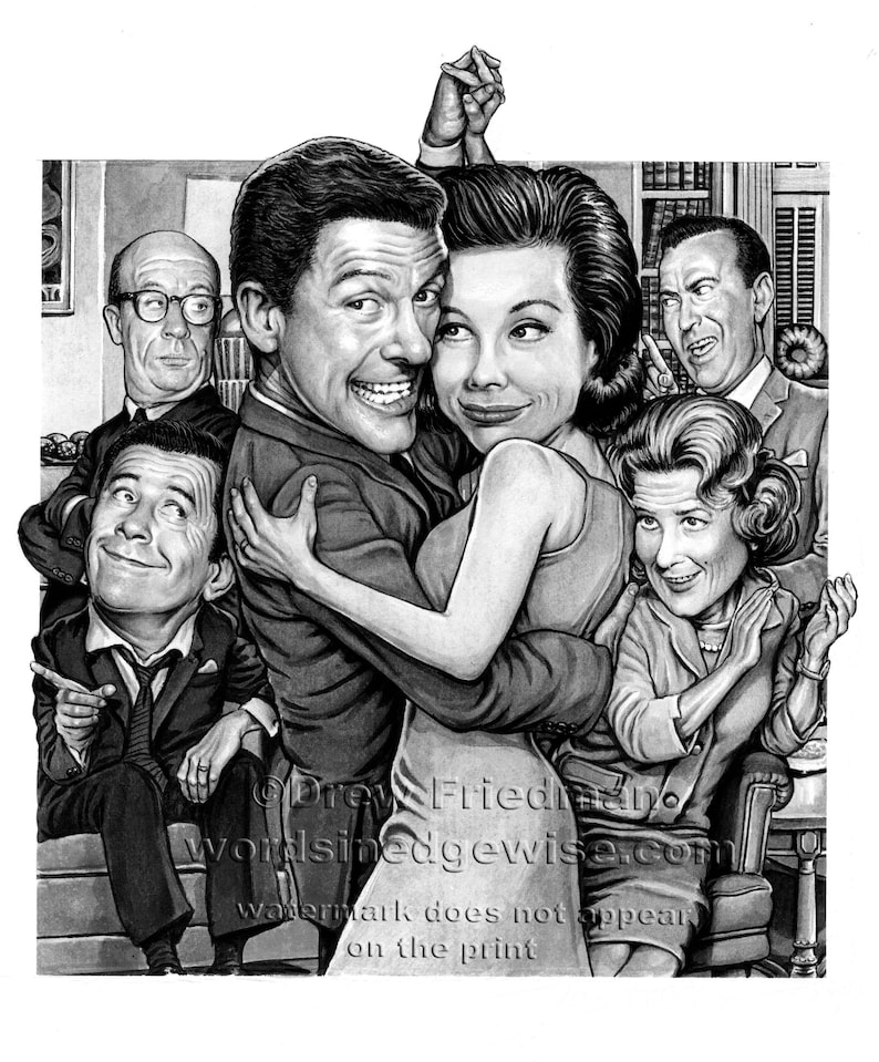 Dick Van Dyke Show 8 X 10 Inkonpaper Print by Artist Drew Friedman