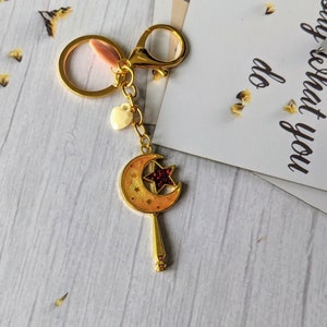 Handmade Moon and Star Keychain: Kawaii Celestial Charm