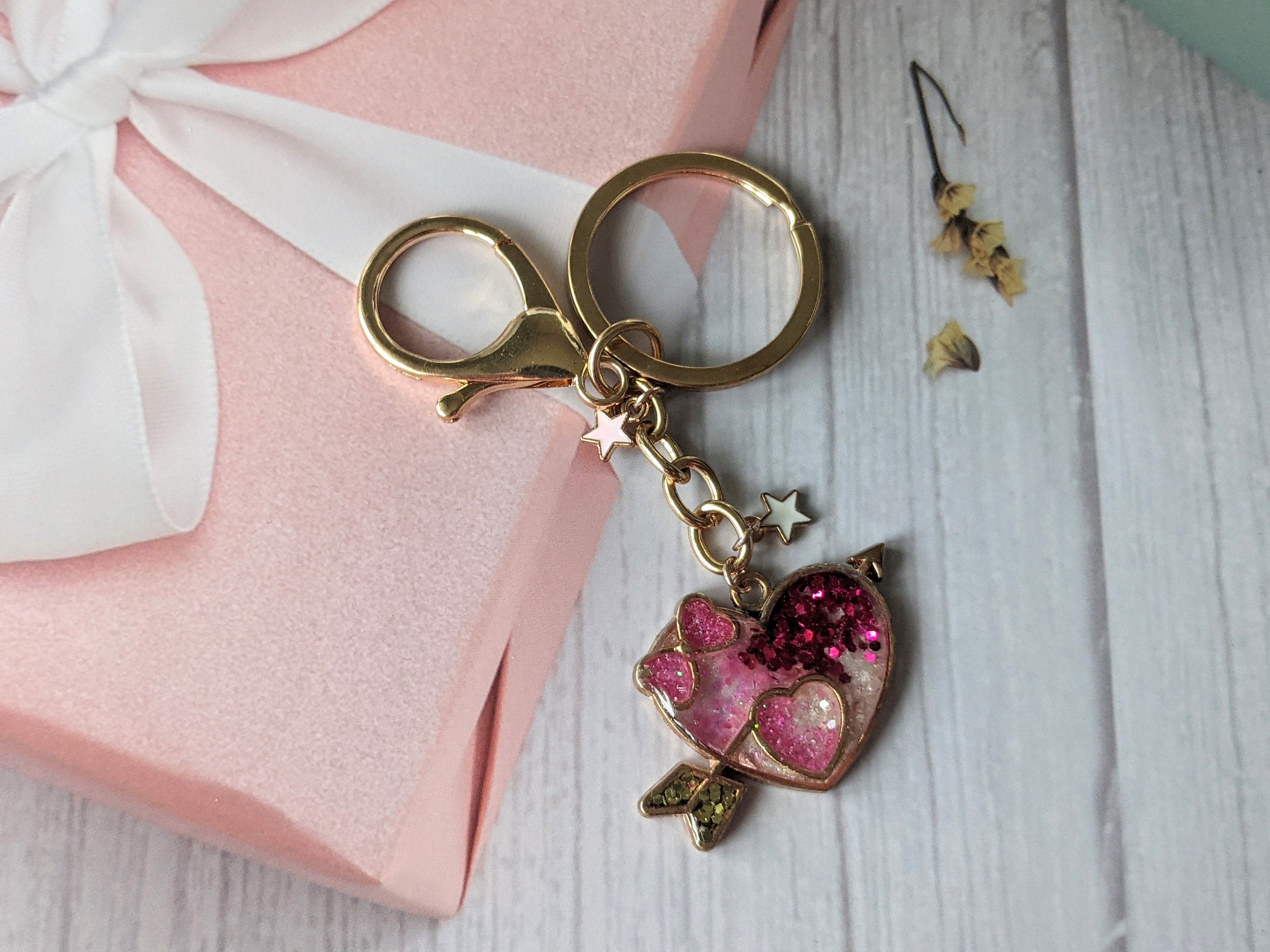 Pink heart keychain deals