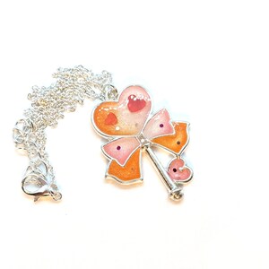 Heart Key Necklace, Key Pendant, Kawaii Key Charm, Kawaii Necklace, Romantic Necklace, Ombre Necklace, Lover Gift For Her, Self Gift