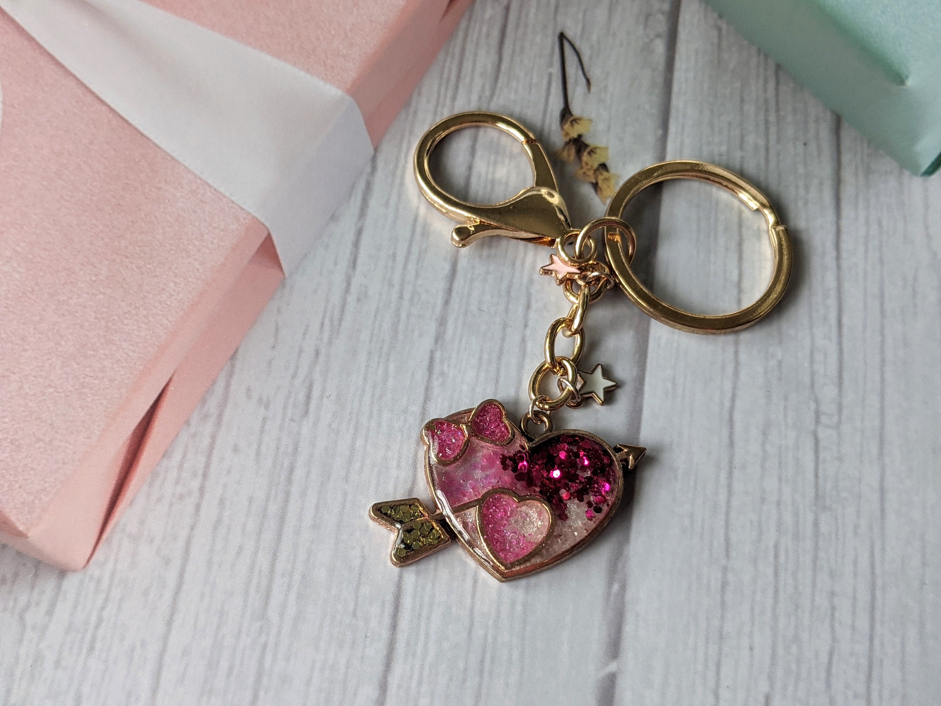 Heart Key Chain Girly Keyring Cute Key Chain Kawaii Key - Etsy