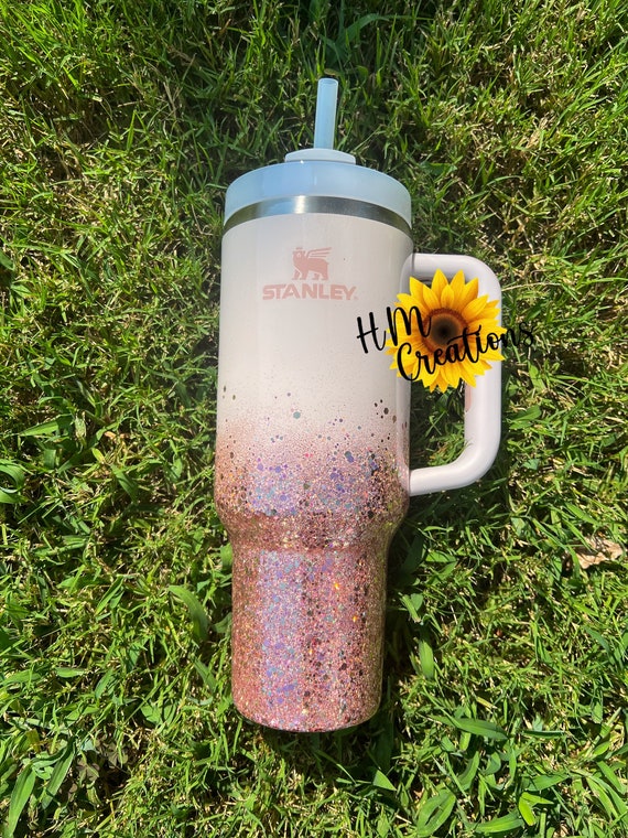 Rose Quartz Tumbler Ombré Glitter Tumbler 40oz Stanley Tumbler