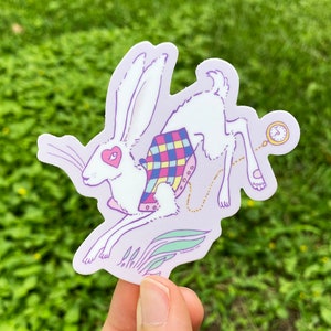 White Rabbit Chase Sticker ~ Alice im Wunderland ~ Vinyl Weatherproof ~ Hase und Herz von Blookat